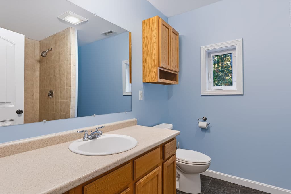 Bathroom with step-in shower